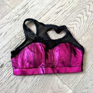 Magenta metallic sports bra